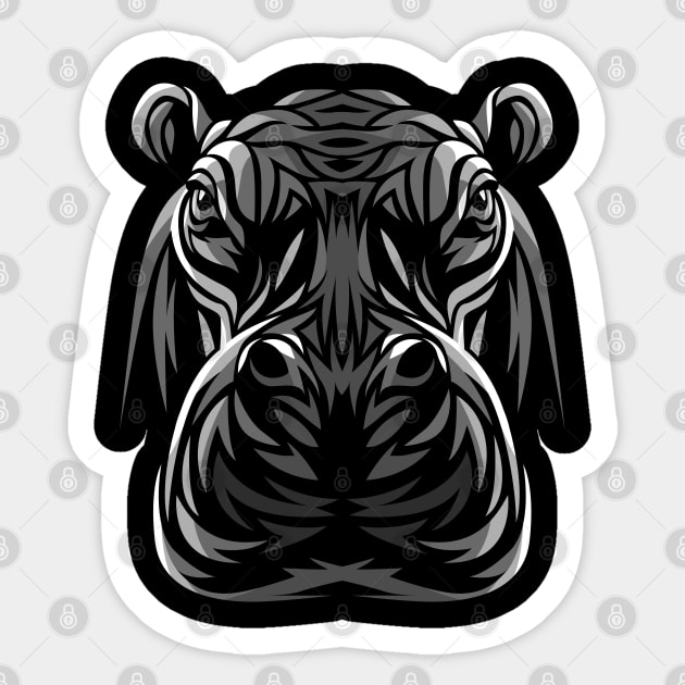 Tribal hippopotamus Sticker by albertocubatas